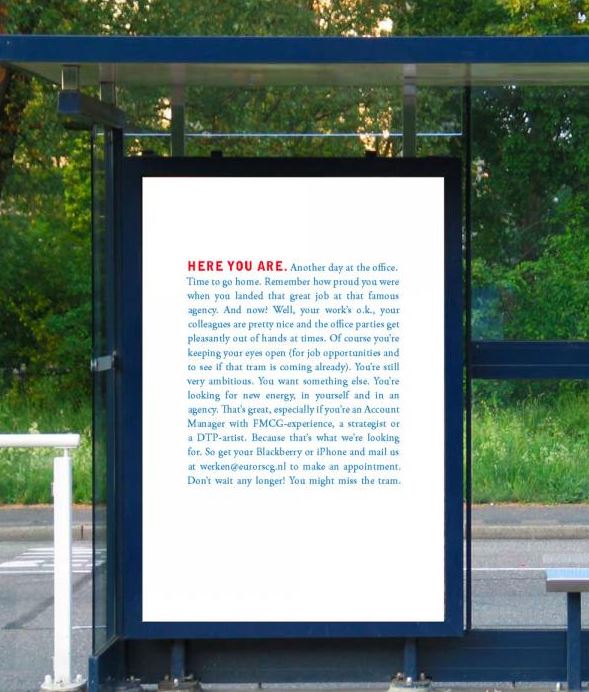 Stellenanzeige an der Tram